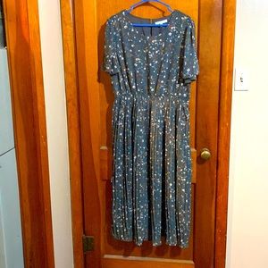 Jade green midi floral print dress